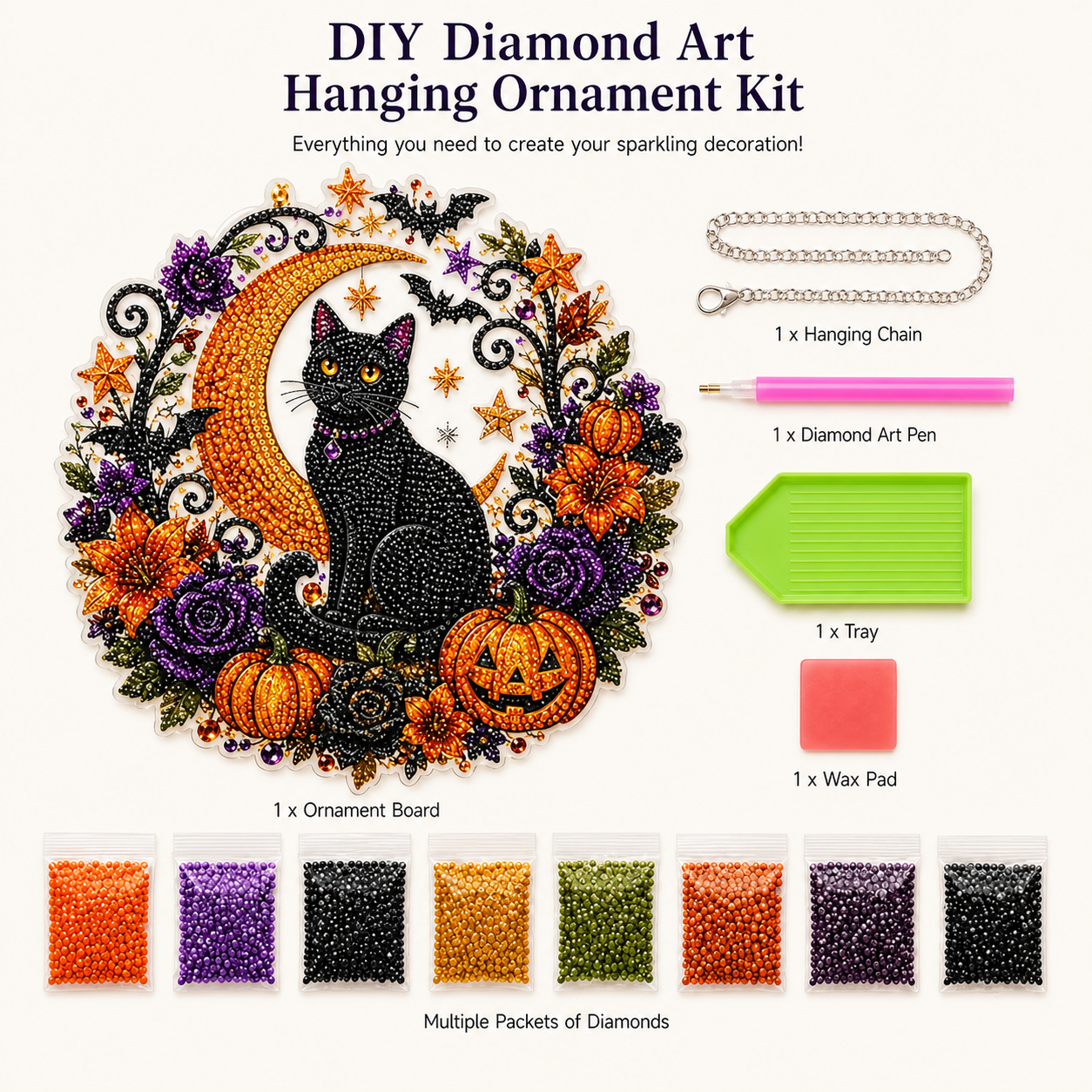 HallowLume™ Black Cat Moon Ornament