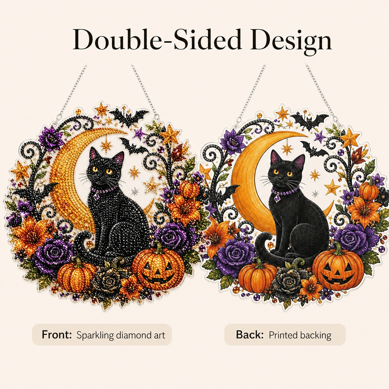 HallowLume™ Black Cat Moon Ornament